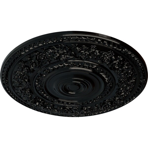 Rose Ceiling Medallion (Fits Canopies Up To 13 1/2), Hand-Painted Black Pearl, 33 7/8OD X 2 3/8P